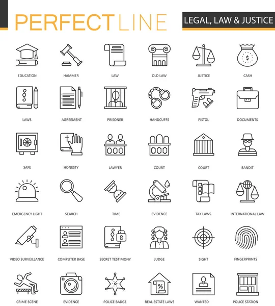 Black classic web Law and justice icons set. — Stock Vector