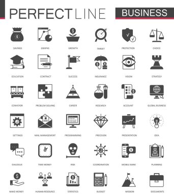 Siyah klasik iş ve Finans web Icons set.