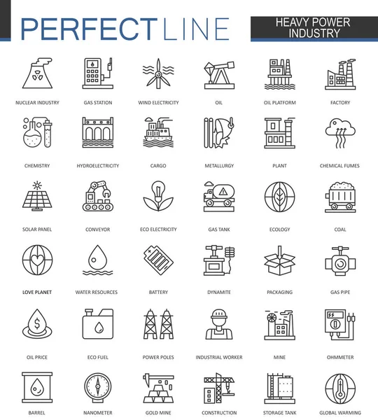 Heavy power industry thin line web icons set. Factory and renewable energy Outline stroke icons design. — Stock Vector