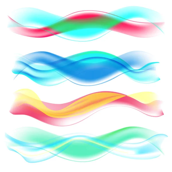 Set de ondas de colores abstractos. Ilustración vectorial . — Vector de stock