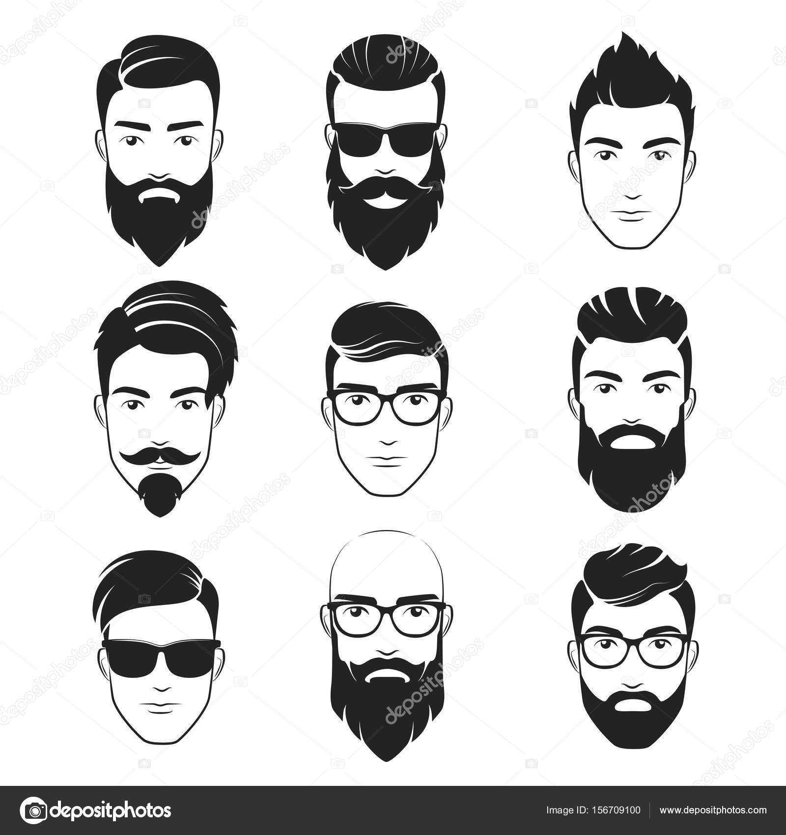 Nabor Vektornyh Borodatyh Hipsterov Lica Muzhchin Strizhki Borody Usy Simvoly Krasivyh Muzhchin Vektornoe Izobrazhenie C Lembergvector 156709100