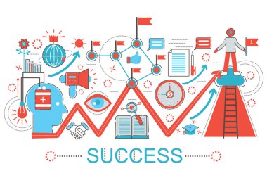 Çağdaş grafik düz çizgi tasarım stili infographics başarı hayatı ile kutsal kişilerin resmi web sitesi, sunum ve poster için kavramı.