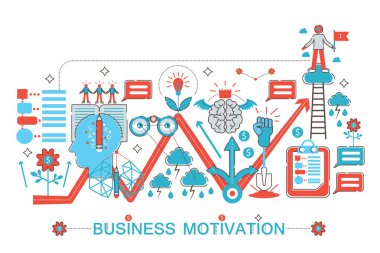Modern düz ince çizgili Tema iş motivasyon ve discilpline kavramı için web banner Web sitesi, sunma, el ilanı ve poster.