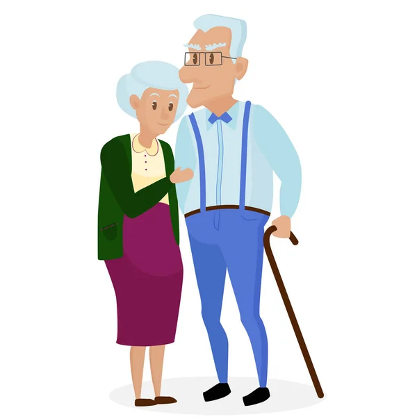Mutlu dedesi birlikte izole. Büyükbaba ve Büyükanneler Günü. Büyükanne ve büyükbaba. Yaşlı çift. — Stok Vektör