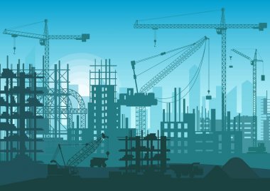 İnşaat manzarası yapım aşamasında. Web sitesi new city dış başkanı. Vektör çizim