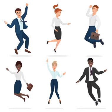 İş mutlu insanlar bir zafer atlama kutluyor. Etik insanlar atlamak.