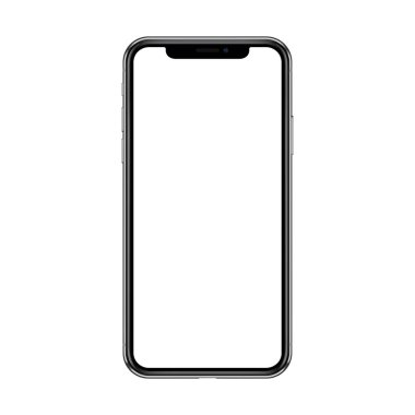 Boş beyaz ekran ile akıllı telefon. Beyaz arka plan üzerinde izole. Gerçekçi vektör çizim.