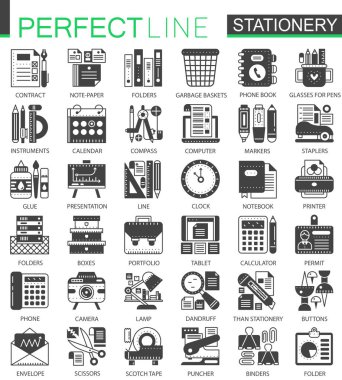 İleti örneği siyah mini kavramı sembolleri. Office Araçları modern simgesi piktogram vektör çizimler ayarla.
