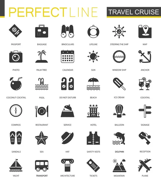黑色经典旅游邮轮为 web 设置的图标 — 图库矢量图片