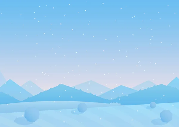 Mavi renkli karlı tepelerin arka plan vektör Illustration. Basit kış manzarası. — Stok Vektör