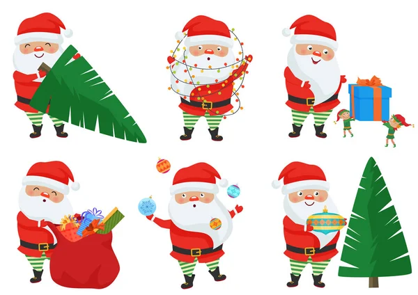 Vector Christmas Santa Claus utgör set. — Stock vektor