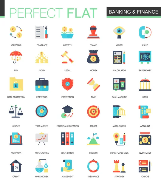 Vector set of flat Banking finance icons. — Stock Vector
