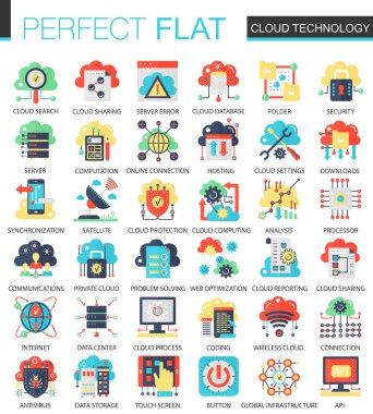 Vektör bulut veri teknoloji karmaşık düz simgesi kavramı. Tasarım Web Infographic simgeler.