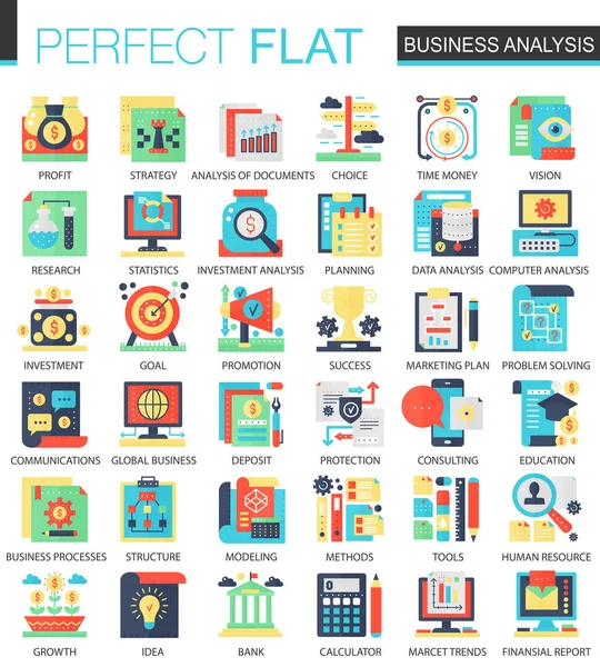 Vector Análise de negócios vetor complexo ícone plano conceito símbolos para web design infográfico . — Vetor de Stock