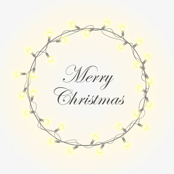 Vectorillustratie van de kroon van de Kerstmis van de gloeiende verlichting voor Xmas vakantie. Winter lichte achtergrond groet Card. Merry Christmas. — Stockvector