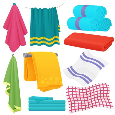 Cute cartoon folded vector towels set. clipart