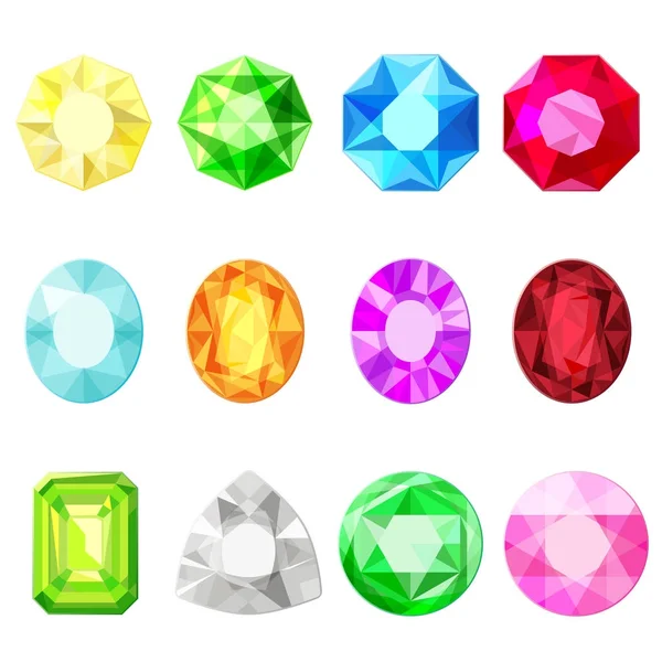 Bijoux vectoriels diamants pierres précieuses autocollants sertis . — Image vectorielle