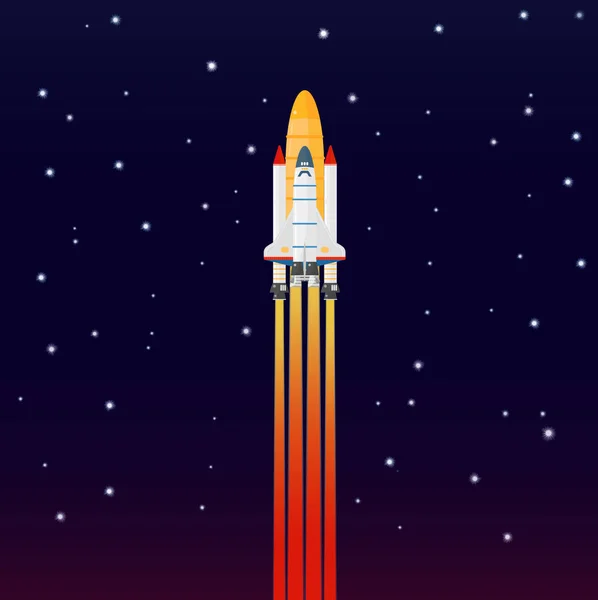 Vector Space galaxy rocket Spaceship launch. Flying a spaceship in outer space. — Stock Vector