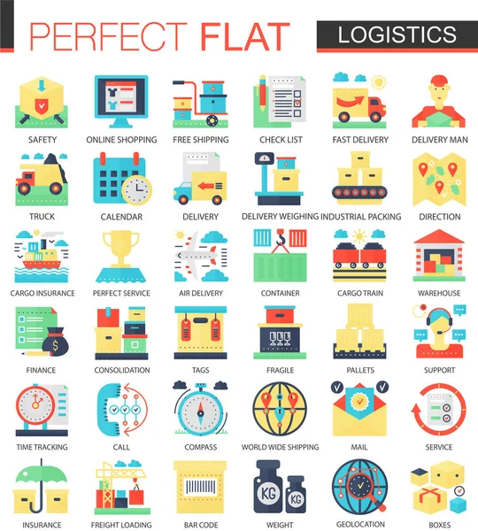 Logistyka transport wektor kompleks płaskich ikona koncepcja symbole dla web design infografikę. — Wektor stockowy