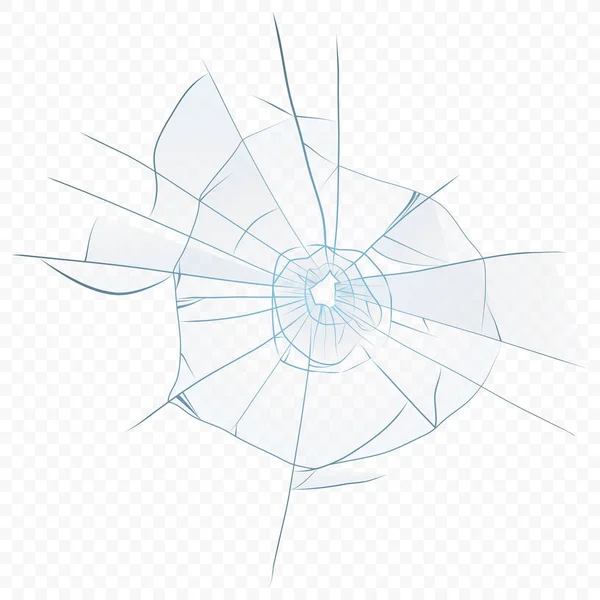 Вектор разбил разбитое реалистичное стекло на трансерантном альфа-фоне. Стеклянное отверстие . — стоковый вектор