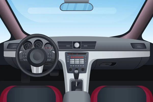 Ilustração do vetor interior preto e vermelho do automóvel — Vetor de Stock