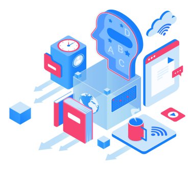 Eğitim ve bilgi izometrik vektör çizimi