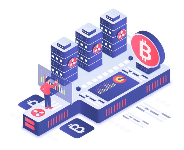 Cryptocurrency isometric vector illustration — Stock Vector