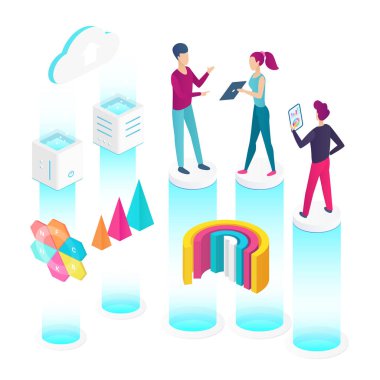 Veri analizi izometrik izometrik vektör çizimi