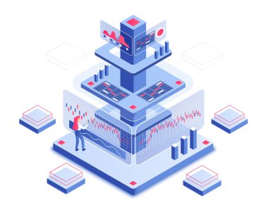 Platform izometrik vektör çizimi ticareti