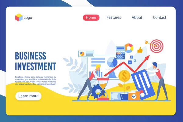 Business investment flat landing page vector template — ストックベクタ