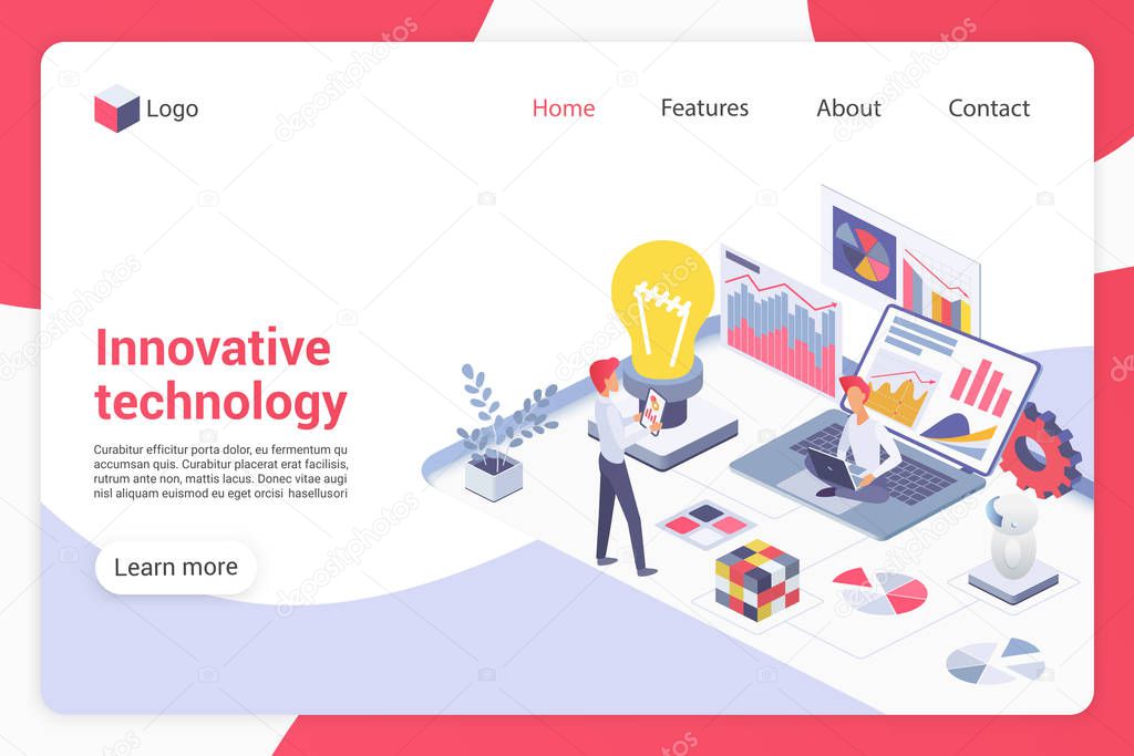 Innovative technology isometric landing page vector template