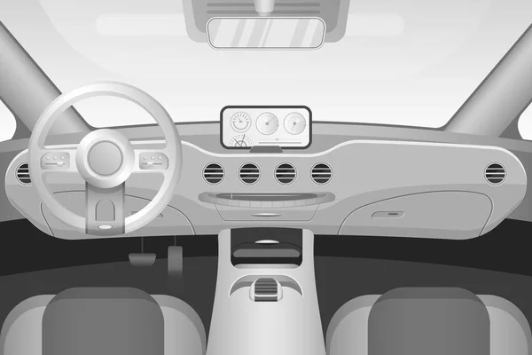 Realista interior del coche en blanco y negro — Vector de stock