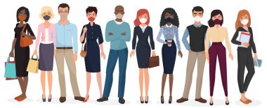 Koronavirüsü önlemek için yüz maskesi takan insanlar.