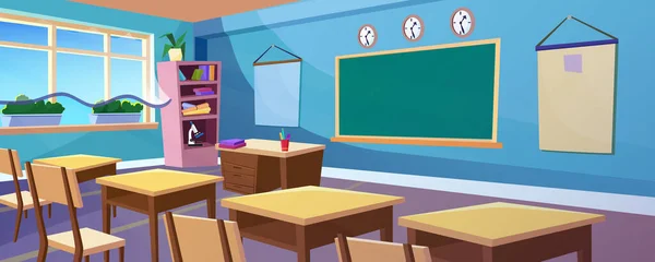 Sekundarschule Klassenzimmer Interieur Cartoon Vektor Illustration Konzept — Stockvektor