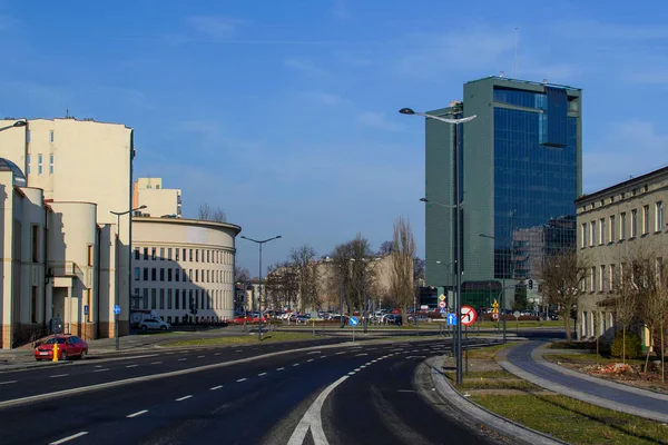 Calle en la ciudad de Lodz, Polonia — Foto de Stock