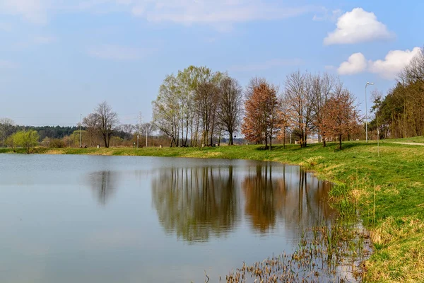 Staw - wiosna w Konstantynowie dzkim, Polska — Stockfoto