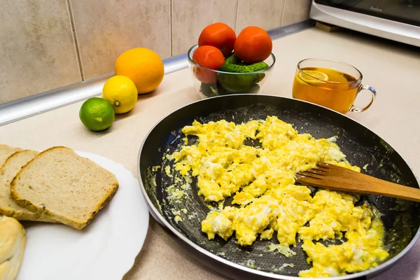 Scrambled eggs for breakfast — Stok fotoğraf