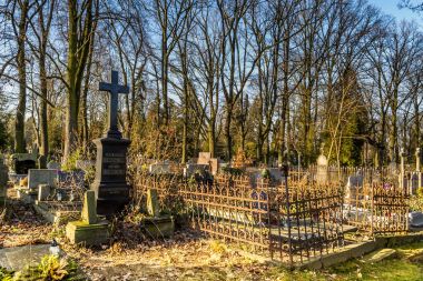 Old cemetery in the city of Lodz, Poland clipart