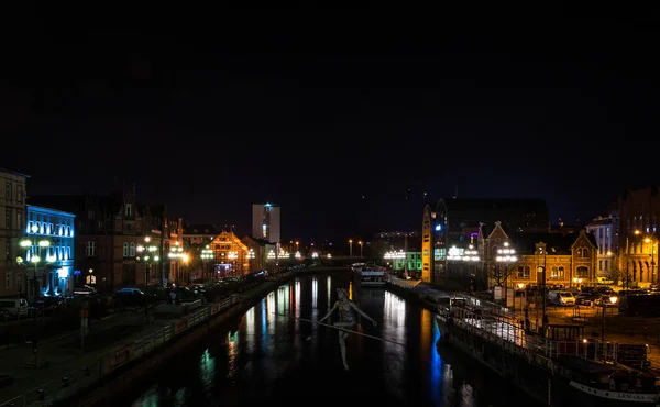 Noc Mieście Bydgoszcz Polska — Zdjęcie stockowe