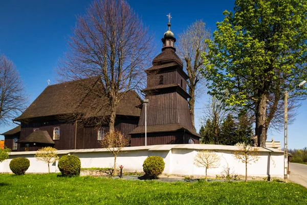 Träkyrka Det Byn Barwad Dolny Polen — Stockfoto