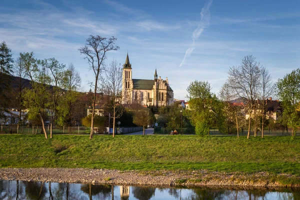 Kościół Mieście Mszana Dolna Polska — Zdjęcie stockowe