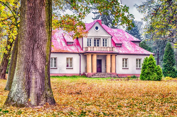 Palais Historique Entouré Parc Automne Centre Pologne — Photo