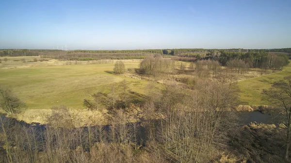 Landscape Drone Showing River Grabia Poland 2020 — Stock Photo, Image