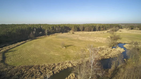 Landscape Drone Showing River Grabia Poland 2020 — Stock Photo, Image