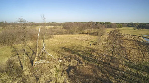 Landscape Drone Showing River Grabia Poland 2020 — Stock Photo, Image