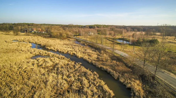 Paisagem Centro Polônia Natureza Juntamente Com Infra Estrutura Uma Pequena — Fotografia de Stock