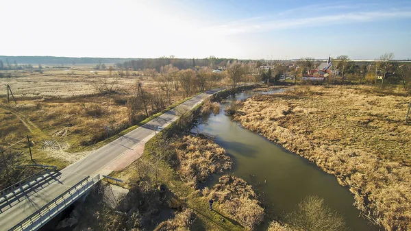 Krajina Středního Polska Příroda Spolu Infrastrukturou Malé Město Pozadí — Stock fotografie