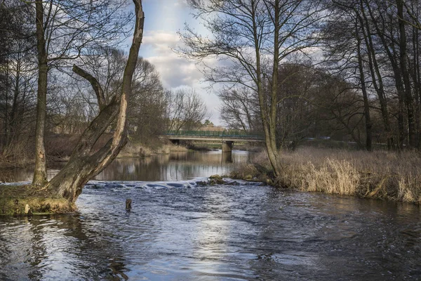 Most Divoké Řece Grabii Středním Polsku — Stock fotografie