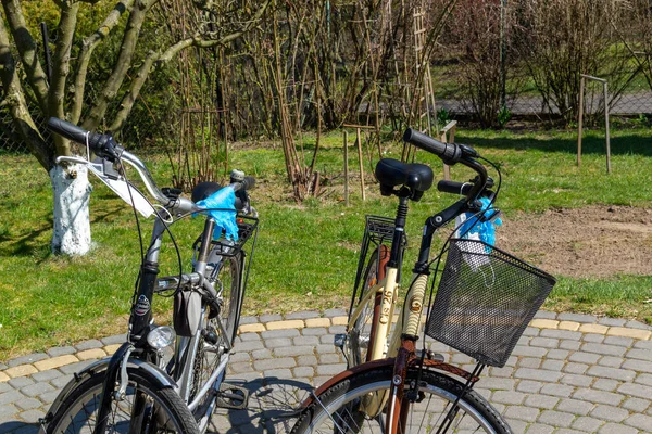 Велосипеды Подготовленные Поездке Время Эпидемии Covid — стоковое фото