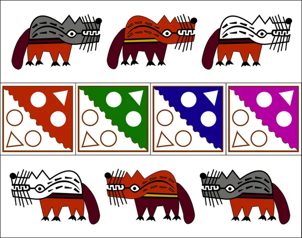 美洲原住民的民族模式 阿兹台克 阿拉斯加印第安人 墨西哥 厄瓜多尔 墨西哥风格的装饰 矢量插图 — 图库矢量图片